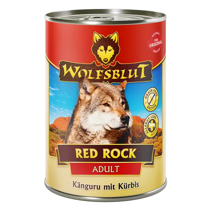 Neuheit WOLFSBLUT Red Rock Känguru mit Kürbis 395g Hundenassfutter